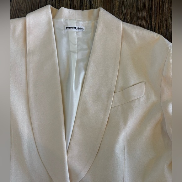 Private Label By Events Silk Single-Breasted Cream Blazer Size 12 Ornate Buttons - Picture 14 of 15